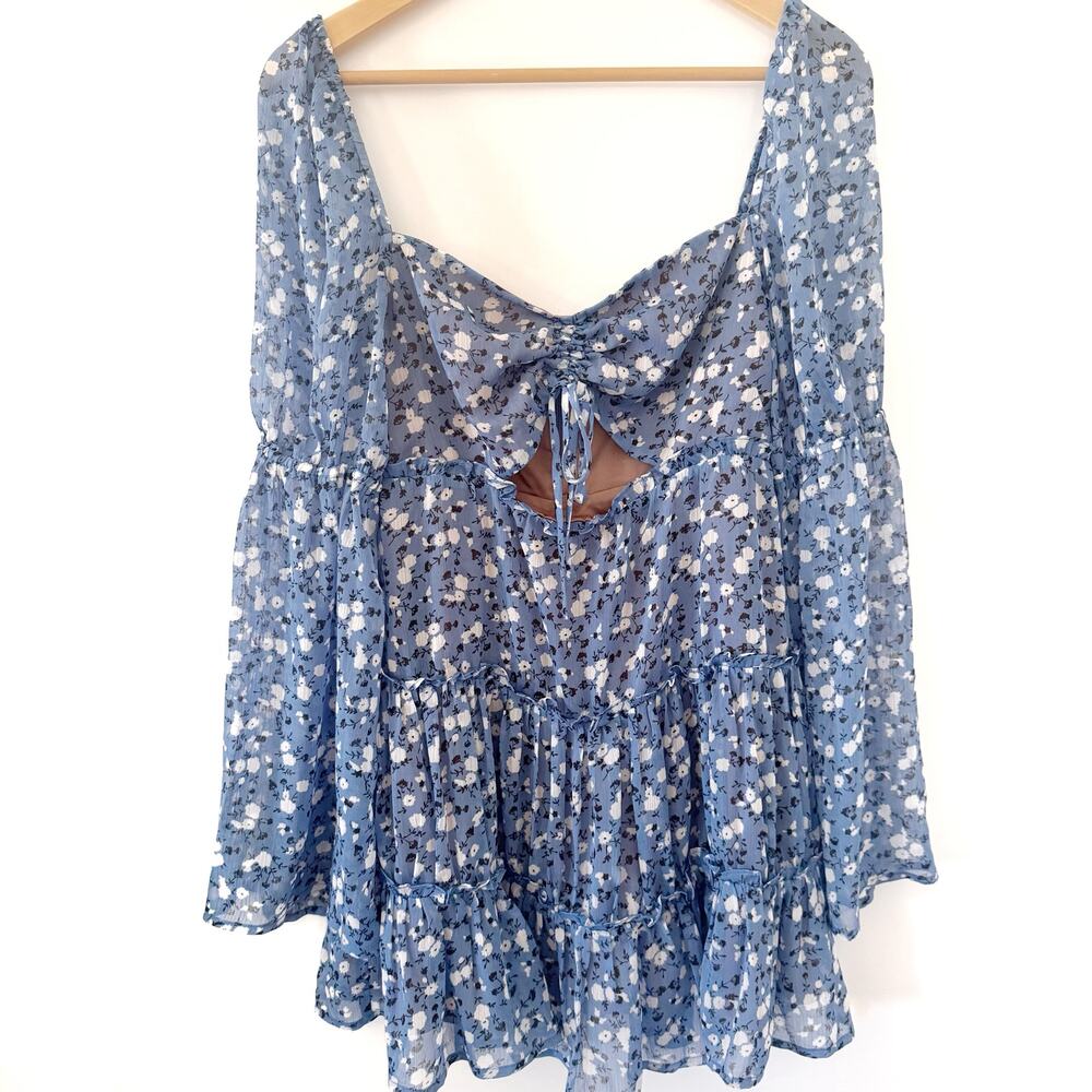 MAJORELLE  Ailish Mini Dress in Blue Ditsy Size Small EUC